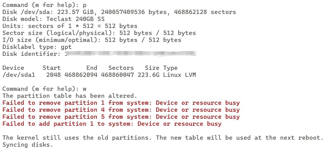 记得先 umount 再操作分区